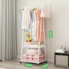 Floor-standing coat rack, triangular coat rack, wheeled mobile multi-layer storage rack, hanging clothes rack and drying rack, simple and modern Item Picture